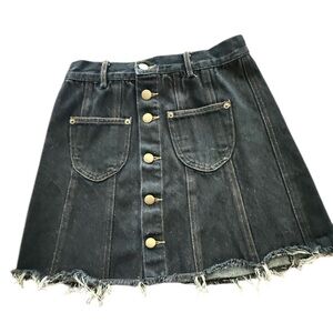 Olivaceous Black Button down A-line Mini Skirt Casual Size Small